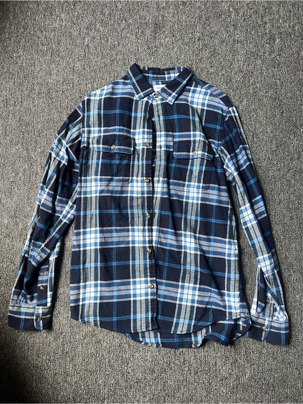 Old Navy Navy and Light Blue Plaid Button-Down Shirt